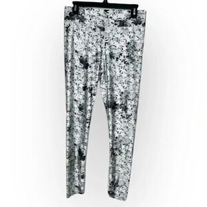 Terez High-Waist Leggings Size L Celestial Silver Star Confetti Full Length Gray